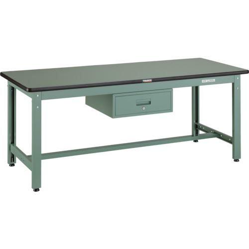 TRUSCO 中荷重作業台(800kg)GW型 1800X900XH740 1段引出付 グリーン色 ...