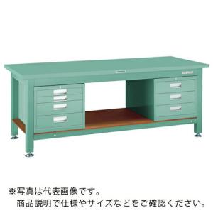 TRUSCO 重荷重作業台(3000kg)TW型 1200X750XH740 3段・4段引出付 グリーン色 ( STW-1200D3D4 (スチールテンバン) ) トラスコ中山(株)｜orangetool
