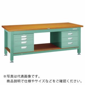 TRUSCO 重荷重作業台(3000kg)TW型 1200X750XH740 3段・4段引出付 グリーン色 ( TW-1200D3D4 (ゴウバンテンバン) ) トラスコ中山(株)｜orangetool