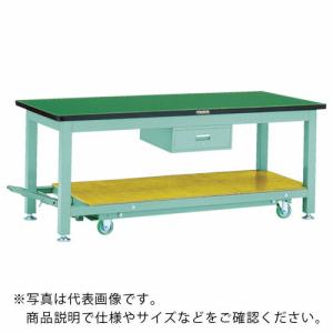 TRUSCO 重荷重作業台移動式(3000kg)TWC型 1500X750XH740 1段引出付 グリーン色 ( TWC-1500F1 ) トラスコ中山(株)｜orangetool