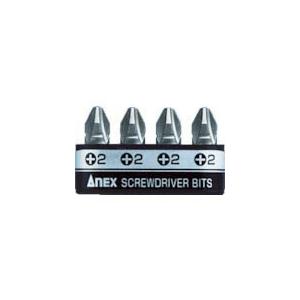 アネックス 溝付超短ビット プラス4pcs(+2×19) ( AK-51P-B4P ) (株)兼古製作所｜orangetool