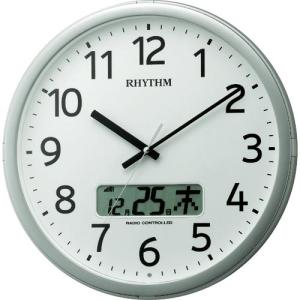 【SALE価格】RHYTHM リズム 電波 壁掛け時計 最大24回/日 プログラムチャイム カレンダー付き シルバー φ350x55 ( 4FNA01SR19 ) リズム(株)｜orangetool