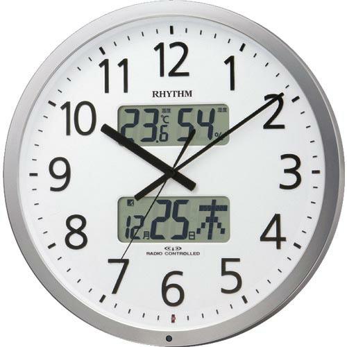 RHYTHM リズム 電波 壁掛け時計 最大24回/日 プログラムチャイム 温湿度計付き カレンダー...