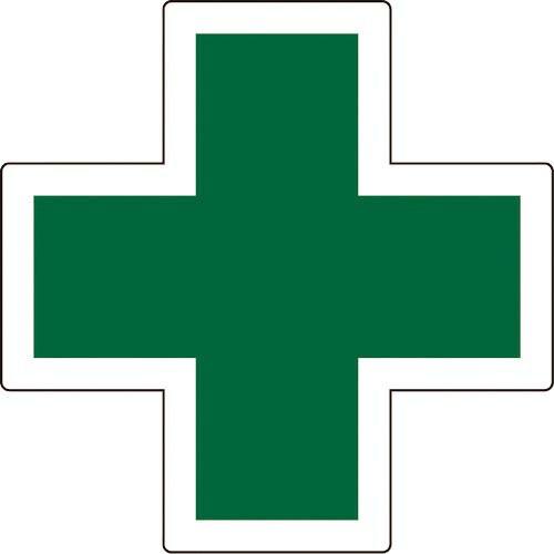 【SALE価格】緑十字 ヘルメット用ステッカー 緑十字マーク HL-131 34×34mm 5枚組 ...