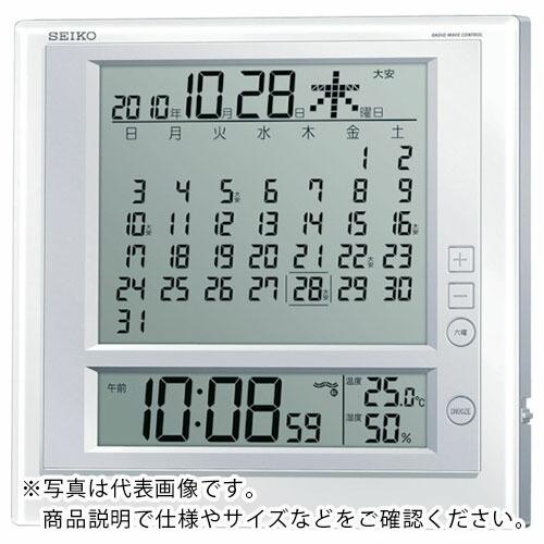 SEIKO 液晶マンスリーカレンダー機能付き電波掛置兼用時計 P枠 白パール ( SQ422W ) ...