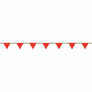 緑十字 三角旗付標識ロープ(トラロープ) 赤無地タイプ 標識ロープ-100 6mmΦ×20m(280mm三角) ( 281100 ) (株)日本緑十字社｜orangetool