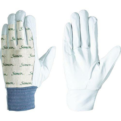 シモン 牛本革手袋 甲メリヤス袖口ゴムタック  ( CG126 S )