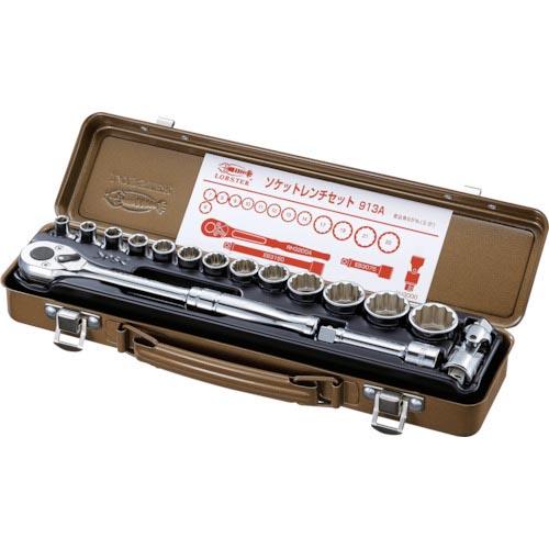 エビ ソケットレンチセット 差込角9.5mm 6角・12角 ( 913A ) (株)ロブテックス