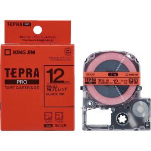 KING JIM 【純正】「テプラ」PROテープ 12mm レッドラベル(蛍光色)/黒文字 長さ5m ( SK12R )｜orangetool