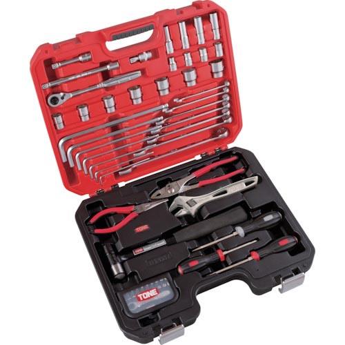 【SALE価格】TONE 整備用工具セット コンビネーションツールセット レッド/ブラック 63点セ...