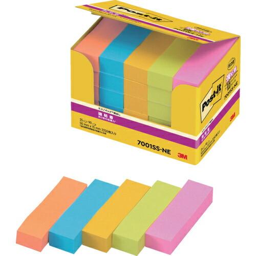 3M ポスト・イット 強粘着 50X15mm 90枚X25パッド 5色混色 ( 7001SS-NE ...