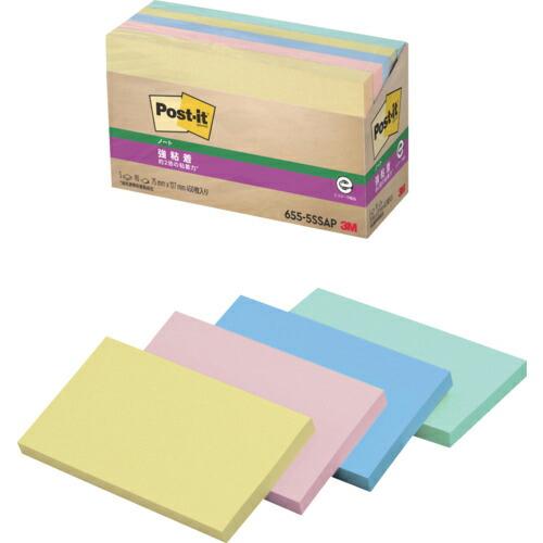 3M ふせん ポスト・イット ノート 強粘着 75×127mm 90枚×5パッド (450枚入) (...