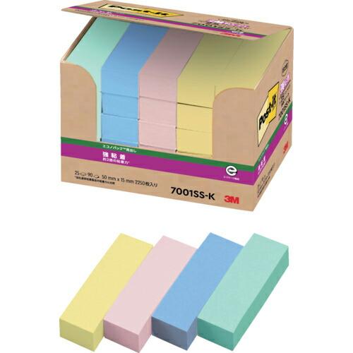 3M ポスト・イット 強粘着 50X15mm 90枚X25パッド 4色混色 ( 7001SS-K )...