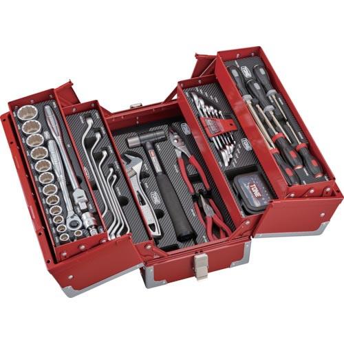 TONE 整備用工具セット ツールセット (レッド仕様) 間口433×奥行220×高さ240mm (...