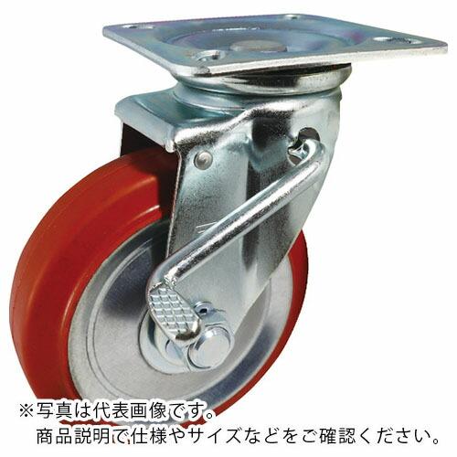 【SALE価格】ヨドノ プレス製自在金具ブレーキ付赤ゴム車 100φ ( RWJB100 )