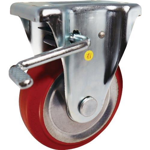 【SALE価格】ヨドノ プレス製固定金具ブレーキ付赤ゴム車 150φ ( RWKB150 )