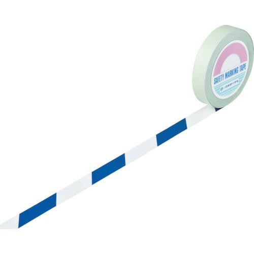 【SALE価格】緑十字 ガードテープ(ラインテープ) 白/青(トラ柄) GT-251WBL 25mm...