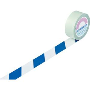 【SALE価格】緑十字 ガードテープ(ラインテープ) 白/青(トラ柄) GT-501WBL 50mm幅×100m ( 148065 ) (株)日本緑十字社｜orangetool