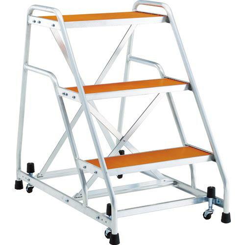 TRUSCO アルミ製作業用踏台 マグネット保持キャスター 高さ0.9m3段 ( TAF-93MG ...