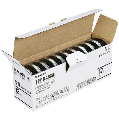 KING JIM 【純正】「テプラ」PROテープ 12mm エコパック(10個入り)/白ラベル/黒文...