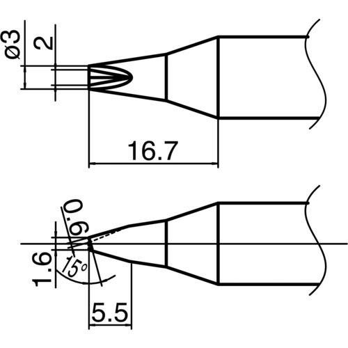 白光 ステーション型はんだこて用交換こて先 溝付 こて先径Φ3.0mm ( T33-1610 ) 白...