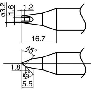 白光 ステーション型はんだこて用交換こて先 溝付 こて先径Φ3.2mm ( T33-1611 ) 白光(株)｜orangetool