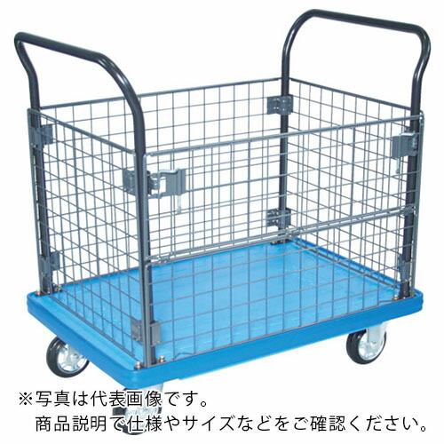 TRUSCO MKP樹脂製台車 金網付 716×436 ブルー ( MKP-157-B ) トラスコ...