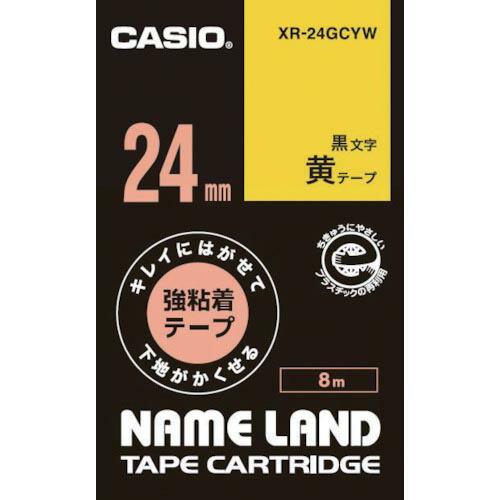 カシオ 【純正】 ネームランド用強粘着再剥離黒文字黄テープ24mm ( XR-24GCYW ) カシ...