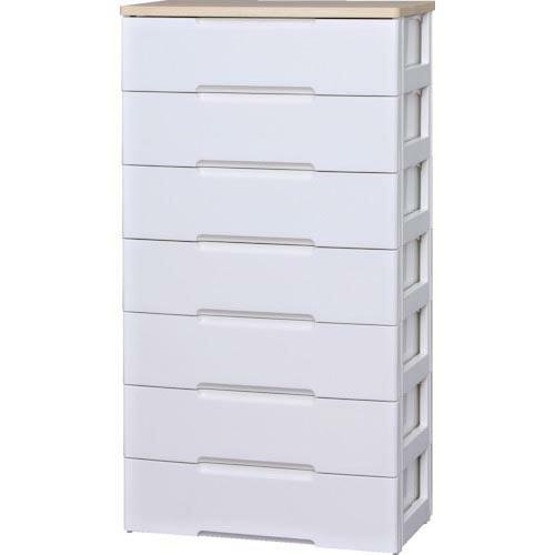 IRIS 250137 ウッドトップチェスト 7段 ホワイト/ペアー ( HG-727-WH )