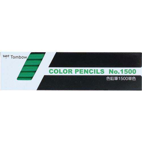 Tombow 色鉛筆 1500 単色 緑 12本入り ( 1500-07 ) (株)トンボ鉛筆