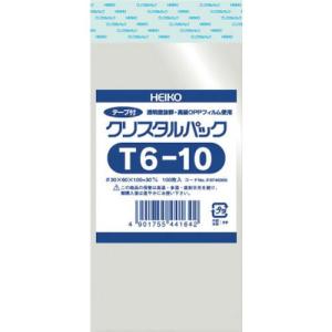 HEIKO OPP袋 テープ付き クリスタルパック T6-10 100枚入り ( 6740300 T6-10 )｜orangetool