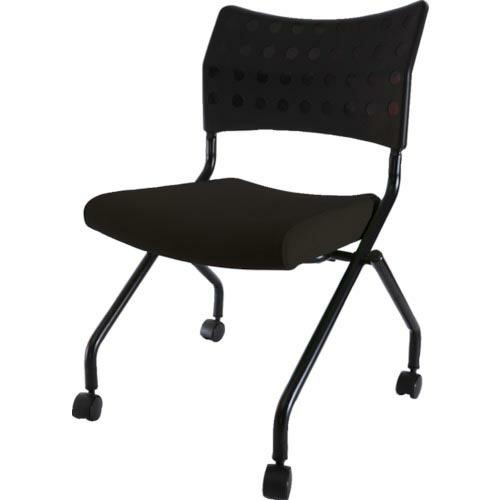 TRUSCO スタッキングチェア キャスター付 ブラック ( TSCC-2N-BK )