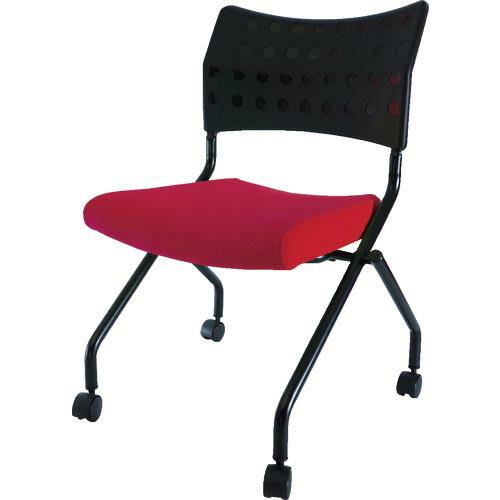 TRUSCO スタッキングチェア キャスター付 レッド ( TSCC-2N-R )