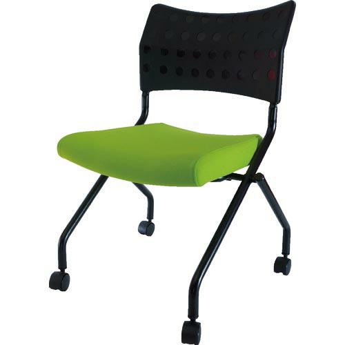 TRUSCO スタッキングチェア キャスター付 ライトグリーン ( TSCC-2N-GN )