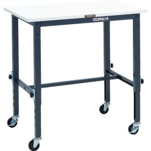 TRUSCO 軽荷重作業台高さ調節式(80kg)AEM型 900X600XH719~1019 φ75キャスター付 ダークグレー色 ( AEM-0960C75DG ) トラスコ中山(株)｜orangetool