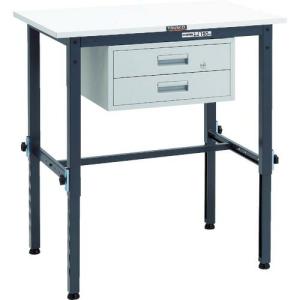 TRUSCO 軽荷重作業台高さ調節式(150kg)AEM型 900X600XH650~950 2段引出付 ダークグレー色 ( AEM-0960F2 DG ) トラスコ中山(株)｜orangetool