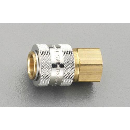 エスコ (ESCO)  EA140GB-4 G1/2&quot; 雌ねじカップリング(真鍮製/ワンプッシュ) ...