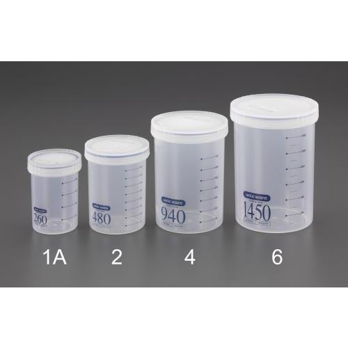 エスコ (ESCO)  φ 75x103mm/260ml 密閉容器(丸型/目盛付) EA508AN-...