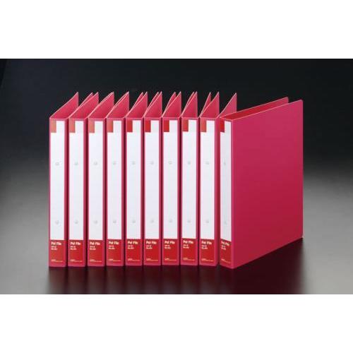 【SALE価格】エスコ (ESCO)  EA762CM-21 A4/S型 リングファイル(赤/10冊...