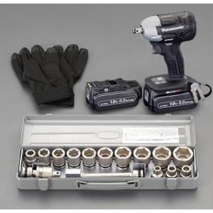 【SALE価格】エスコ (ESCO)  DC18.0V(1/2"DR) インパクトレンチセット(充電式) EA813PD-111B｜orangetool