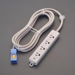 エスコ (ESCO)  EA815GK-261 AC125V/15Ax 3m タップ(4口・ハーネスプラグ/抜け止 EA815GK-261｜orangetool