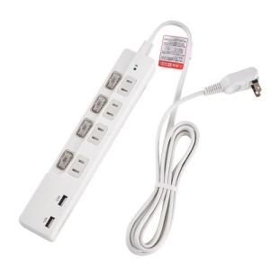 エスコ (ESCO)  EA815GL-22A 100V/14Ax2m テーブルタップ(USBポート/個別スイッチ付 EA815GL-22A｜orangetool