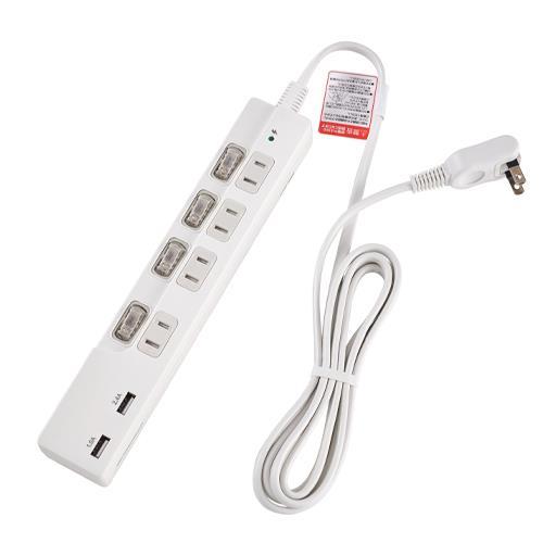 エスコ (ESCO)  EA815GL-22A 100V/14Ax2m テーブルタップ(USBポート...