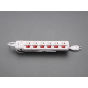 【SALE価格】エスコ (ESCO)  EA815GL-334A AC125V/15Ax 2m タップ(6口・個別スイッチ・雷サージ) EA815GL-334A｜orangetool