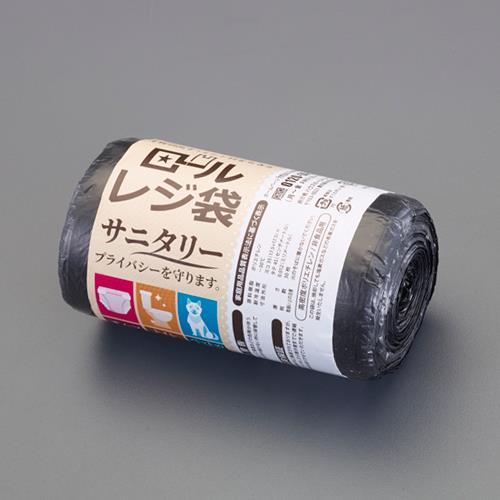 エスコ (ESCO)  350x450mm ロール手提げポリ袋(黒/30枚) EA995AD-186...