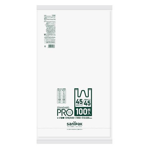 エスコ (ESCO)  45号/45号 ポリ袋(白半透明/取っ手付/100枚) EA995AF-46...