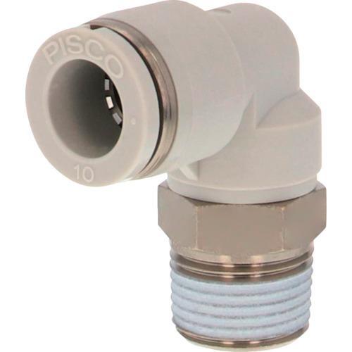 ピスコ チューブフィッティング エルボ 適合外径10mm 接続口径R3/8 ライトグレー  ( PL...