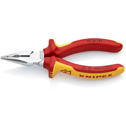 KNIPEX 絶縁ニードルノーズペンチ 1000V絶縁ハンドル 145mm ( 0826-145 )...