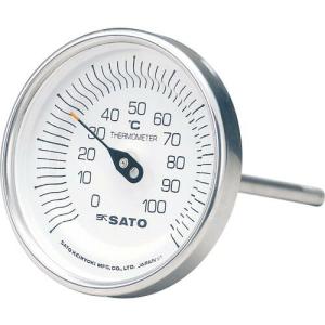 佐藤 バイメタル温度計BM-T型 測定温度範囲-30~50℃ 感温部長さ100mm ( BMT90S1 ) (株)佐藤計量器製作所｜orangetool
