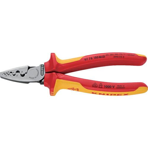 【SALE価格】KNIPEX エンドスリーブ用絶縁圧着ペンチ 1000V絶縁ハンドル ( 9778-...